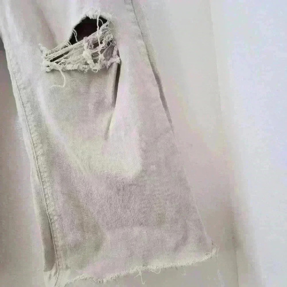 Abound Jeans 32 Wide Leg Baggy Cream Wash Raw Hem - Picture 5 of 7